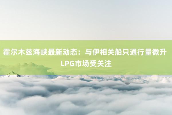 霍尔木兹海峡最新动态：与伊相关船只通行量微升 LPG市场受关注