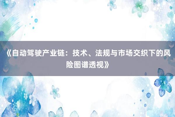 《自动驾驶产业链：技术、法规与市场交织下的风险图谱透视》