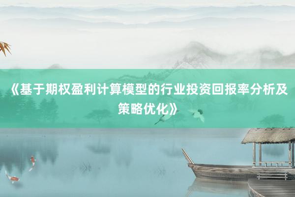 《基于期权盈利计算模型的行业投资回报率分析及策略优化》