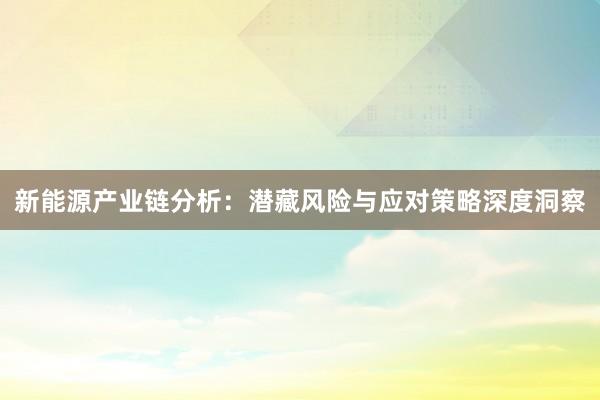 新能源产业链分析：潜藏风险与应对策略深度洞察