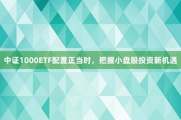 中证1000ETF配置正当时,把握小盘股投资新机遇