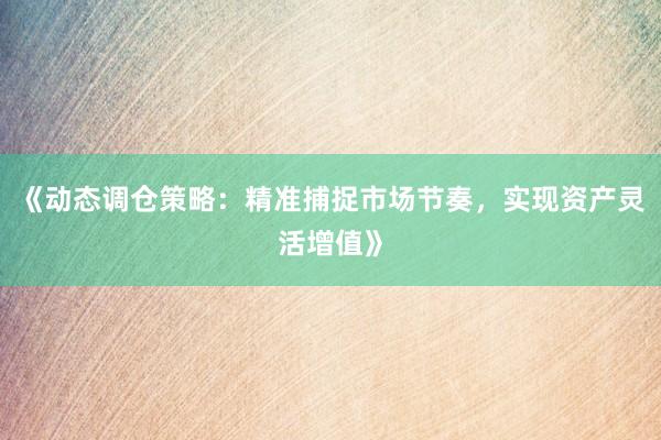 《动态调仓策略：精准捕捉市场节奏，实现资产灵活增值》