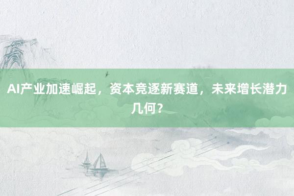 AI产业加速崛起，资本竞逐新赛道，未来增长潜力几何？