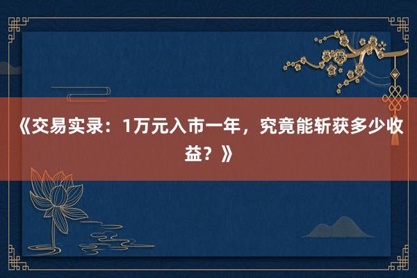 《交易实录：1万元入市一年，究竟能斩获多少收益？》