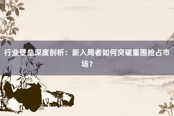 行业壁垒深度剖析：新入局者如何突破重围抢占市场？