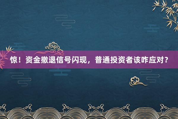 惊！资金撤退信号闪现，普通投资者该咋应对？