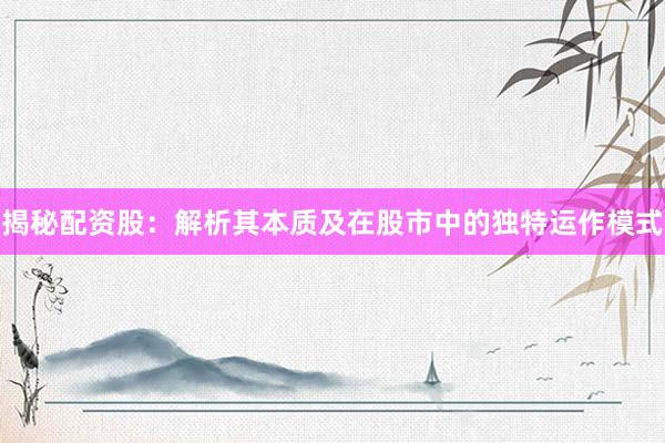 揭秘配资股：解析其本质及在股市中的独特运作模式