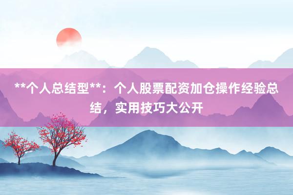 **个人总结型**：个人股票配资加仓操作经验总结，实用技巧大公开