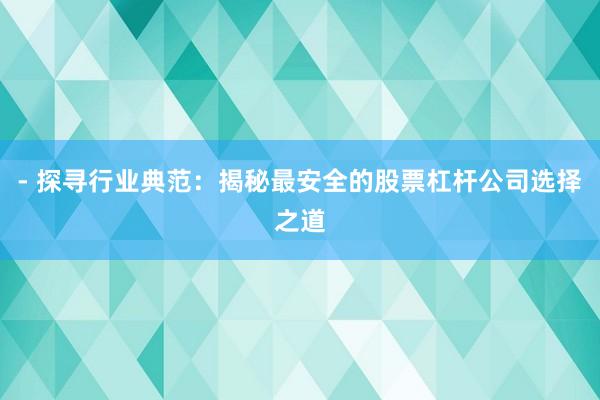 - 探寻行业典范：揭秘最安全的股票杠杆公司选择之道